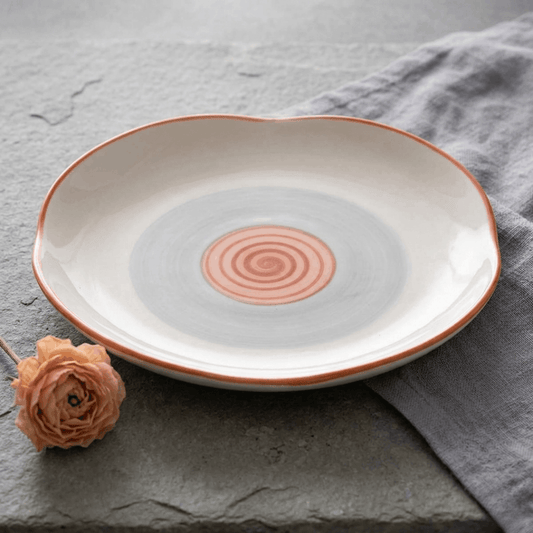prdct_Rainbow Collection - Grey+Pink - Four Leaf Main Plate - 10 inch