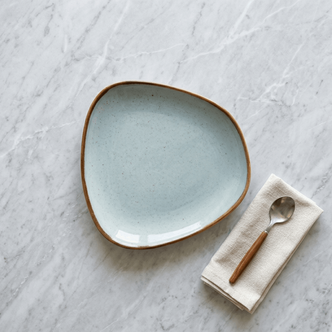 Vintage Blue - Unique Square Snack Plate - 9 inch