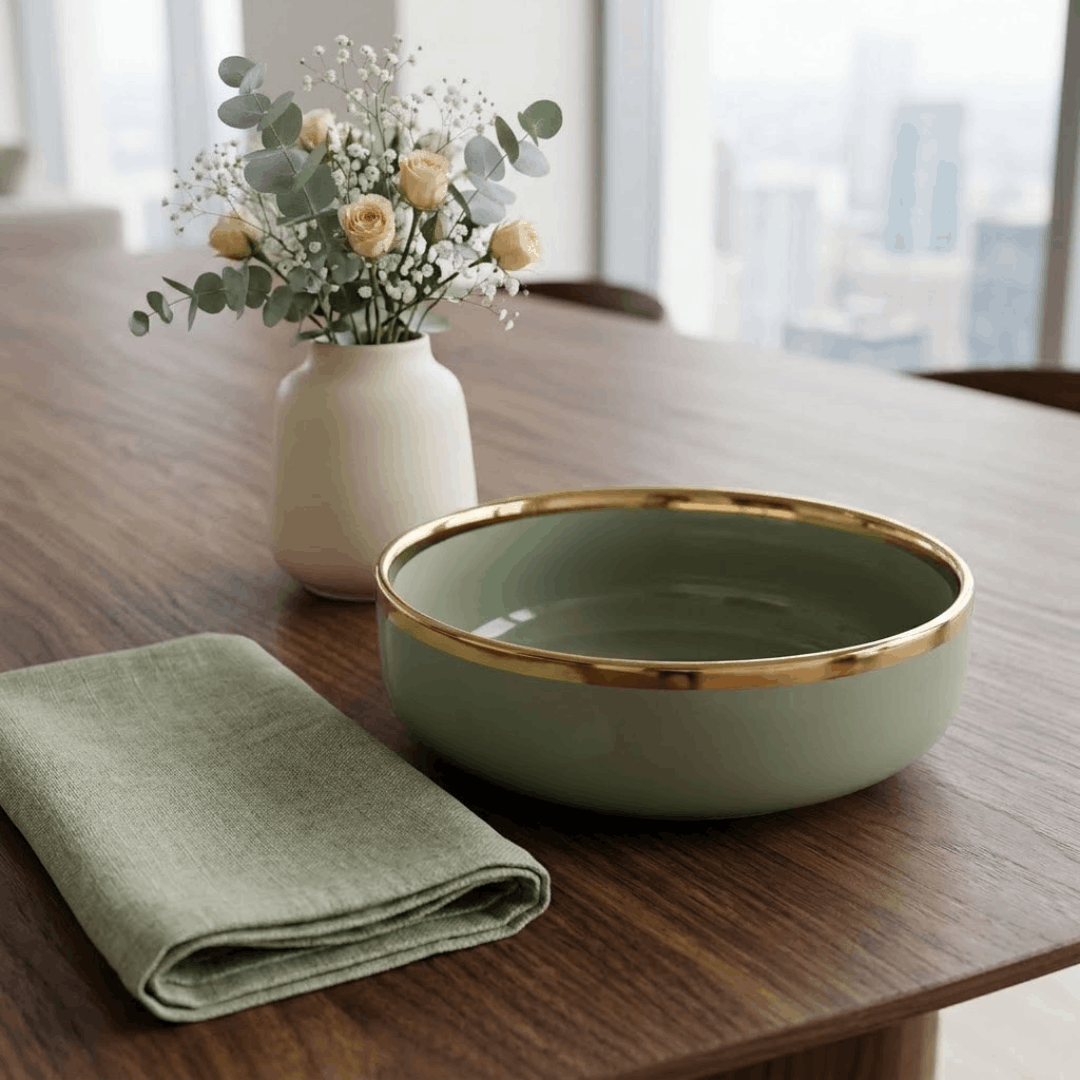 Olive Green- Serving Bowl - 8 inch