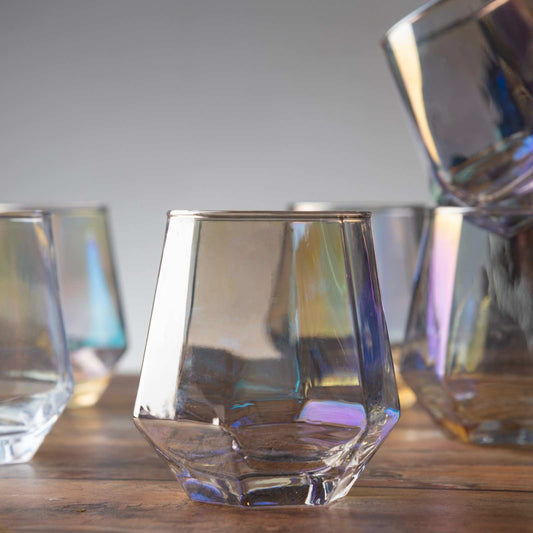 prdct_Diamond Six-Sided Glass - Rainbow - Set of 6