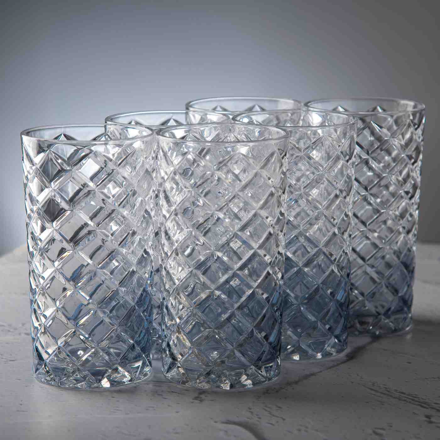 Ethereal Blue Tall Crystal Tumbler - Set of 6