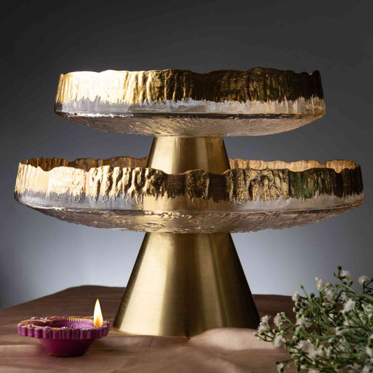 prdct_Gold Foil Tall Fruit Bowl - Medium