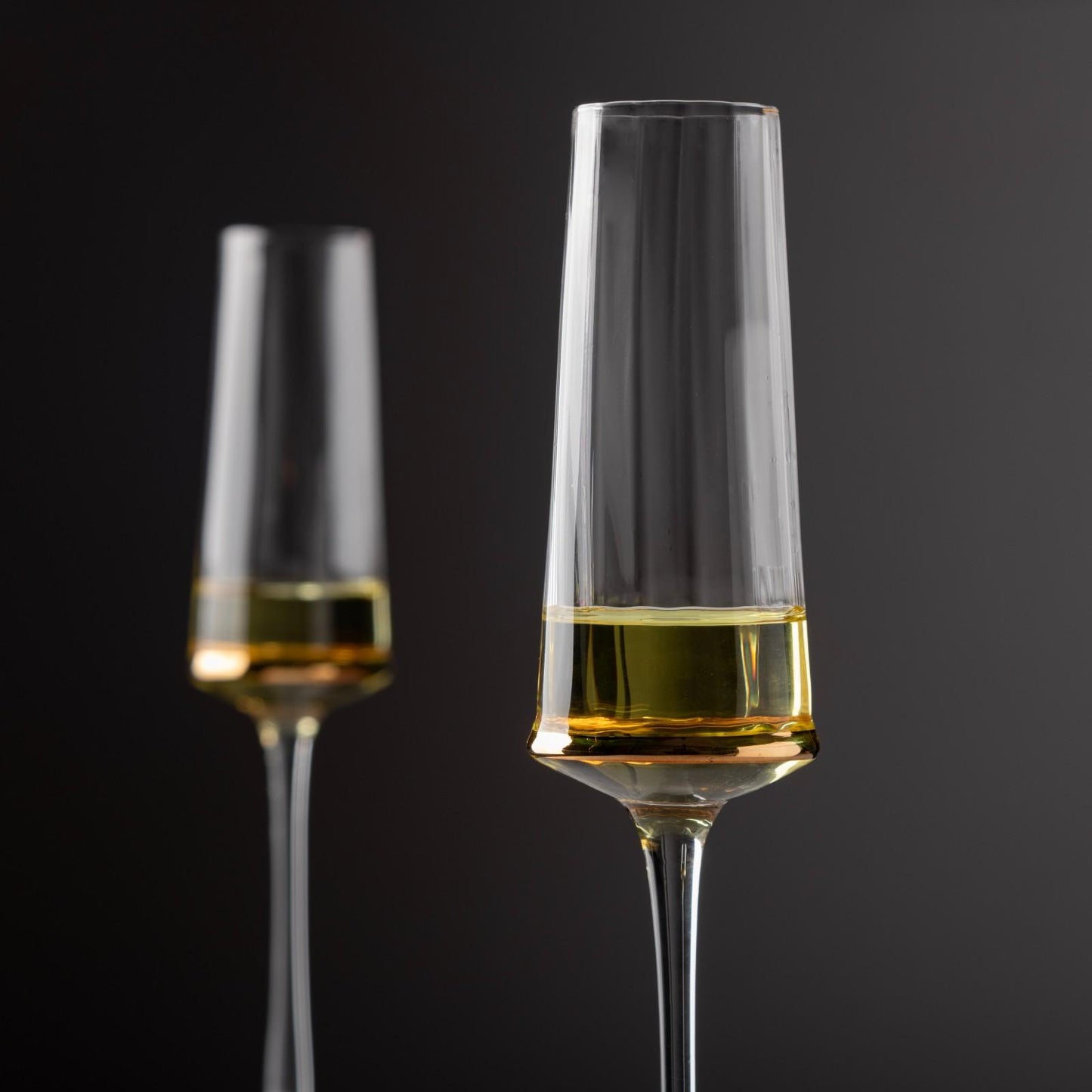 Golden Stripe Crystal Champange Flute - Set of 2