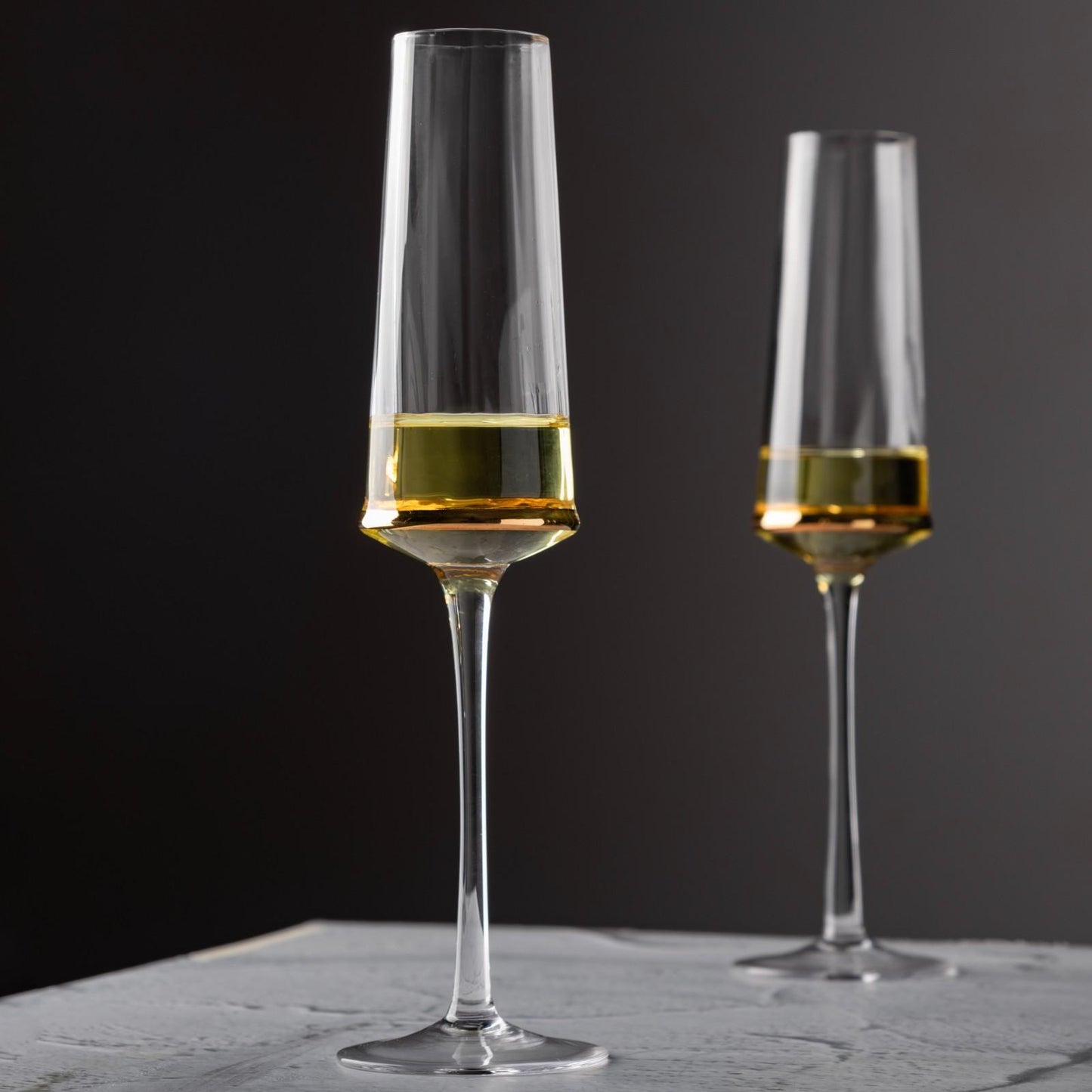 Golden Stripe Crystal Champange Flute - Set of 2