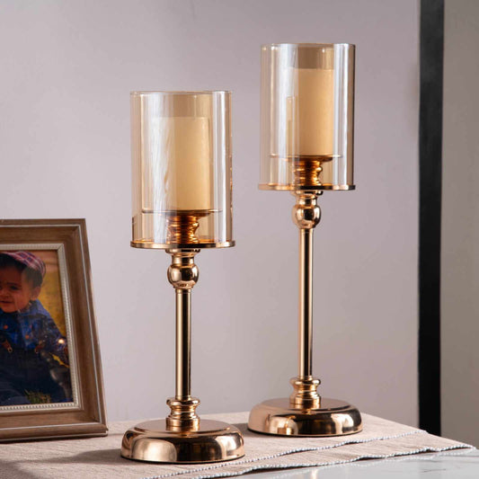 prdct_Gold Hurricane Candle holder - Set of 2