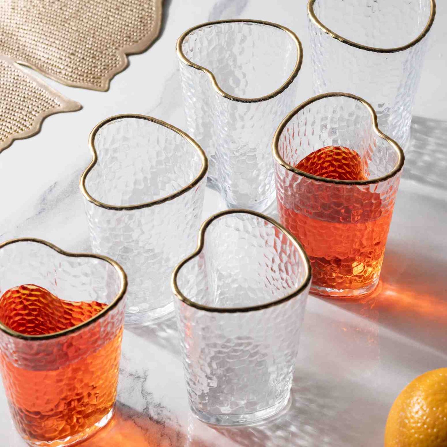 Sweetheart Hammered Glass Set of 6 pcs
