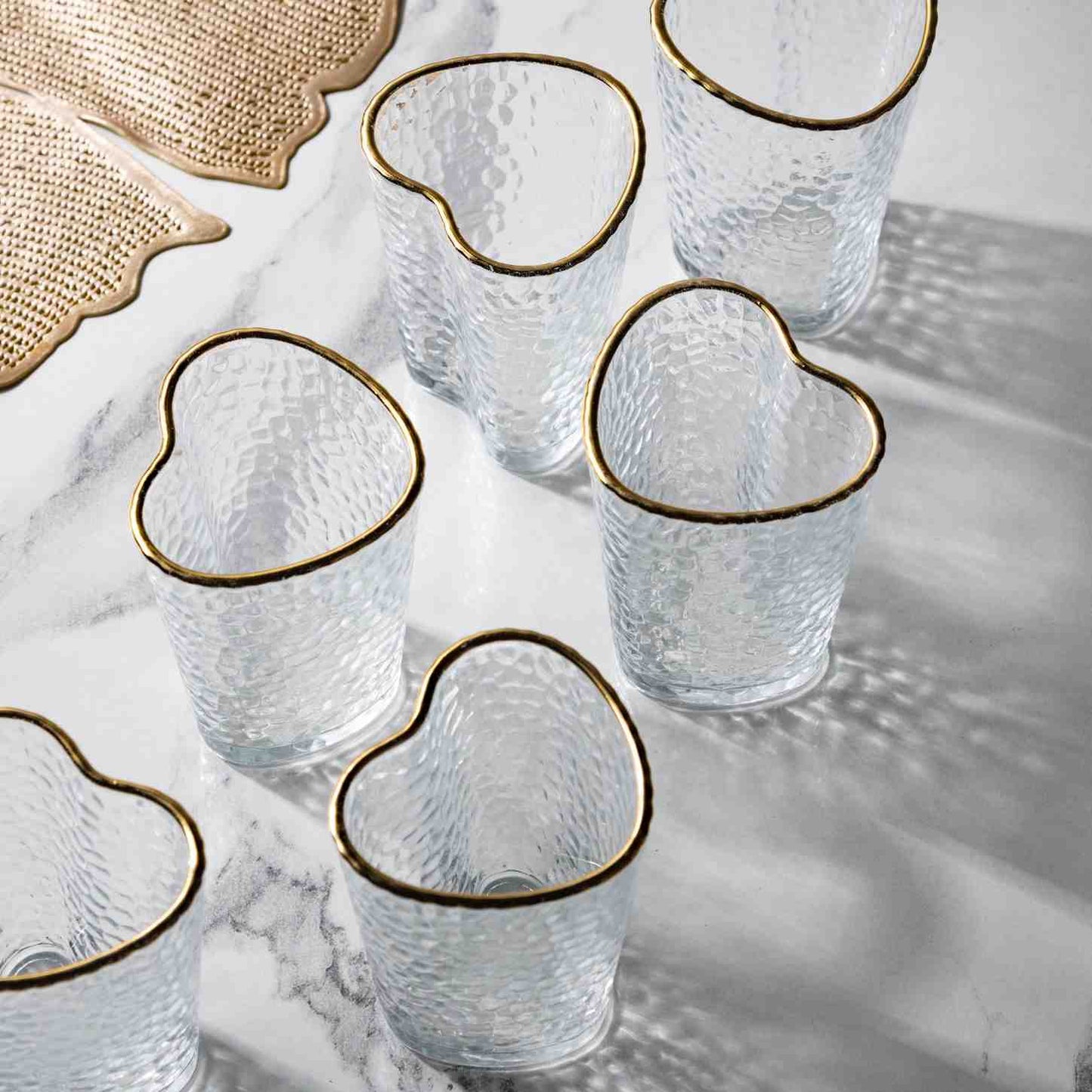 Sweetheart Hammered Glass Set of 6 pcs