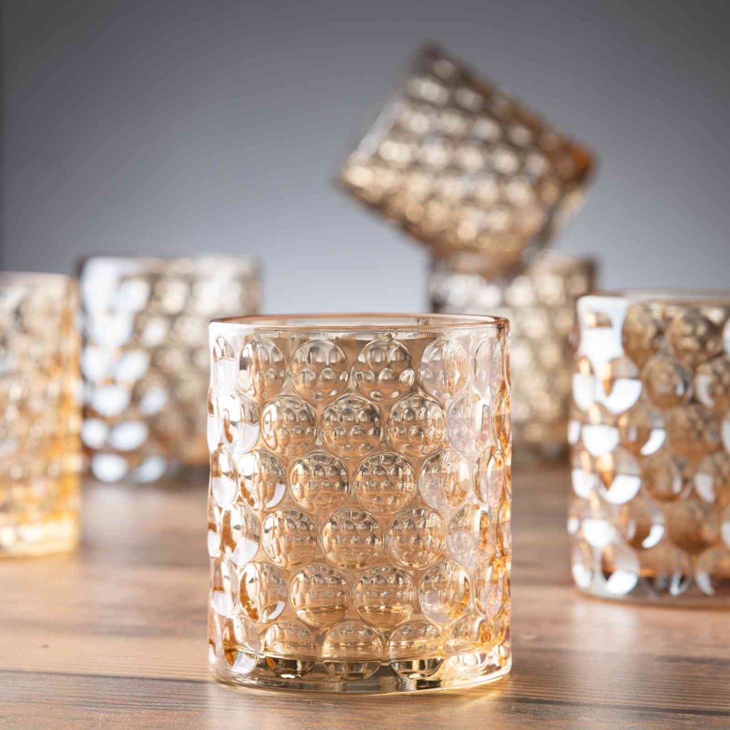 Bead Dot Whiskey Glass - Amber - Set of 6