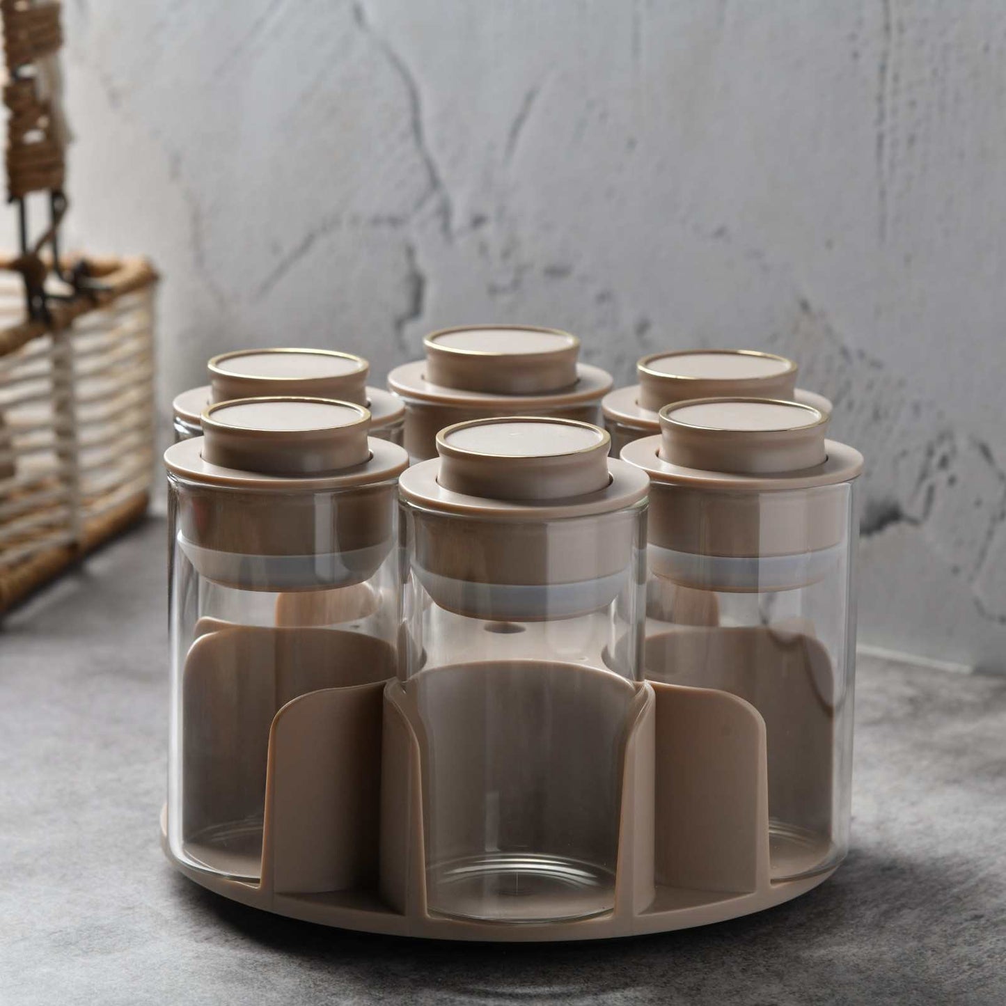 AuraSpin Pantry Jar - Set of 6 airtight glass containers