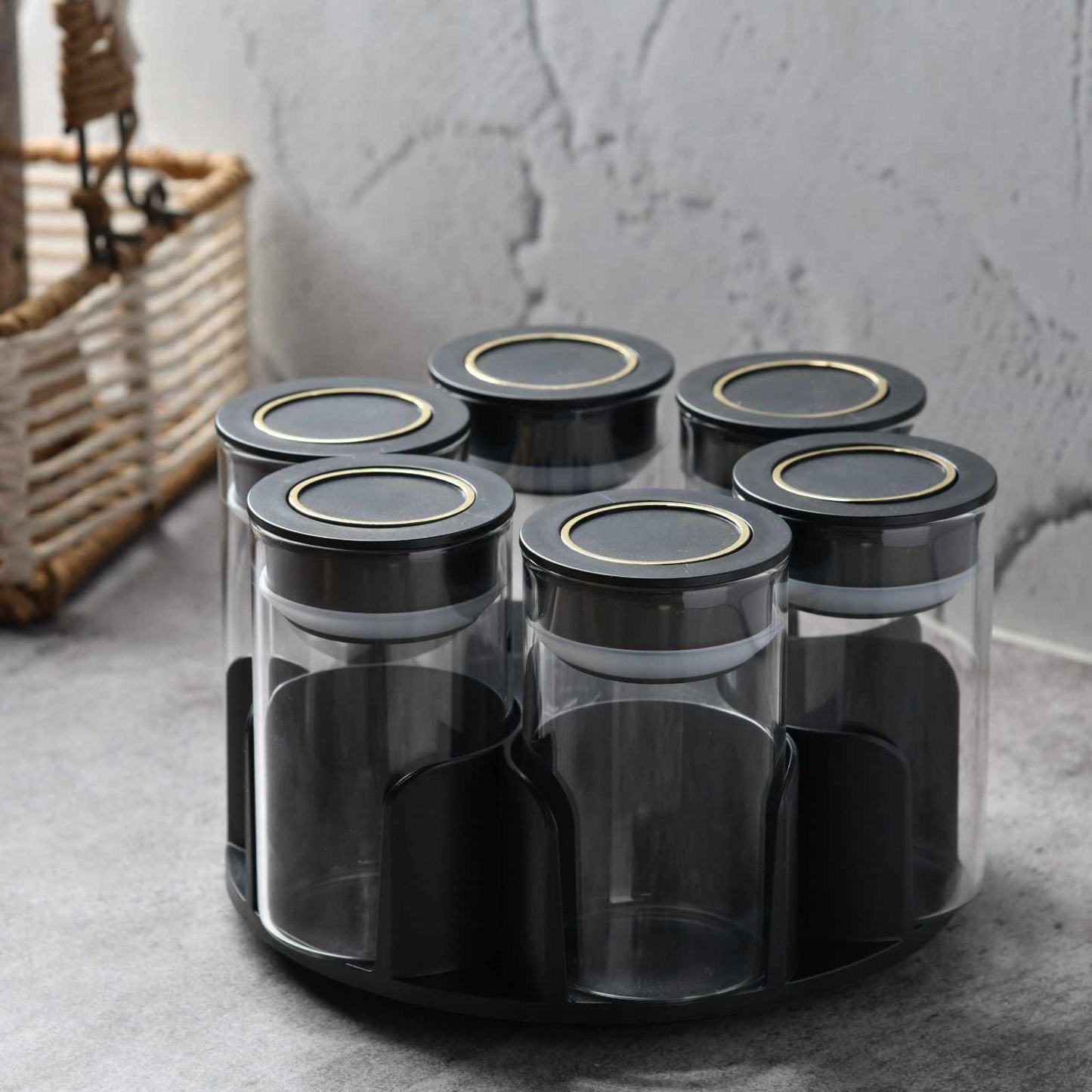AuraSpin Pantry Jar - Set of 6 airtight glass containers