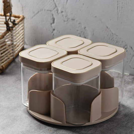 prdct_Aura Spin Caddy airtight glass Jar Carousel - Set of 4