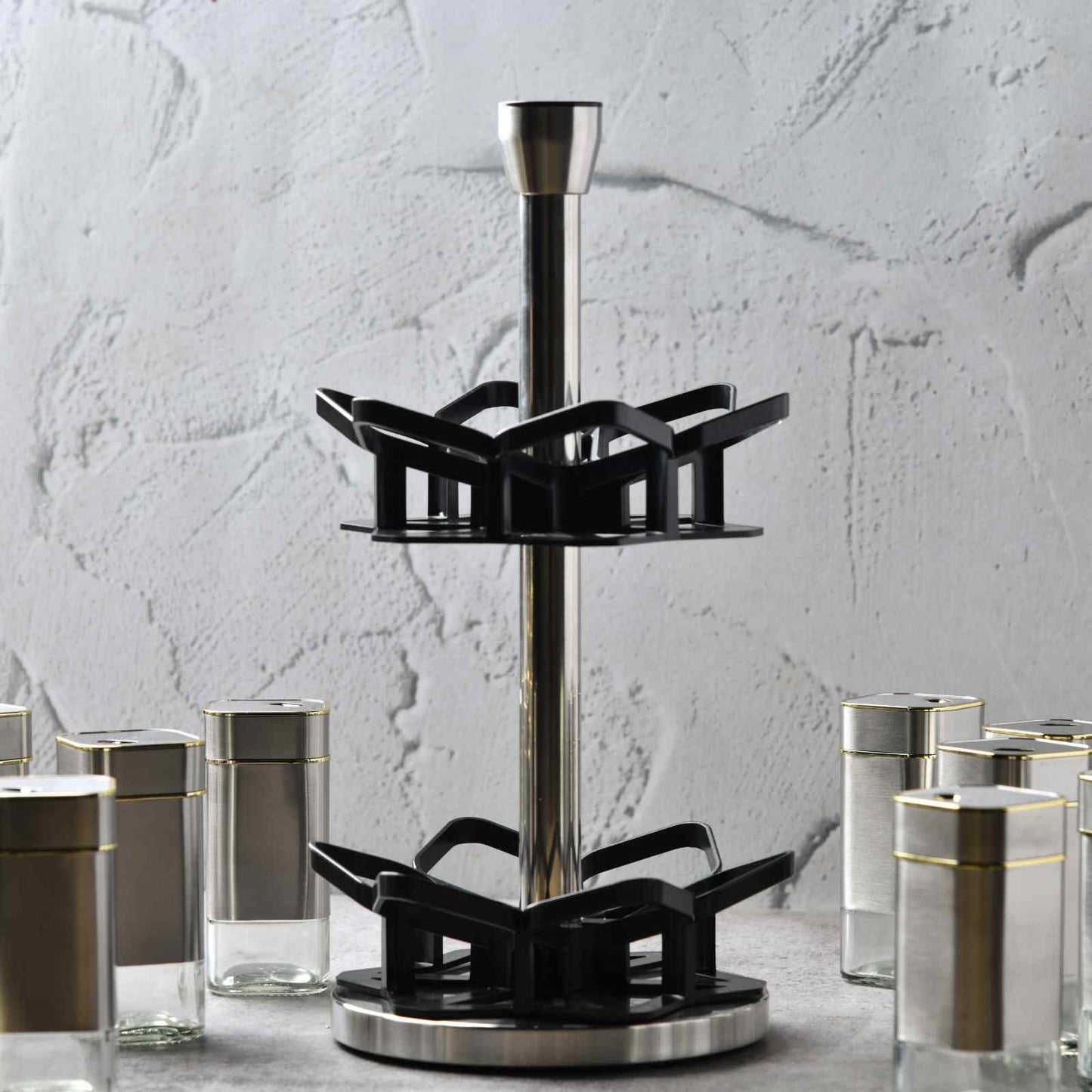 AuraTower Revolving Glass Spice Rack - Set of 12