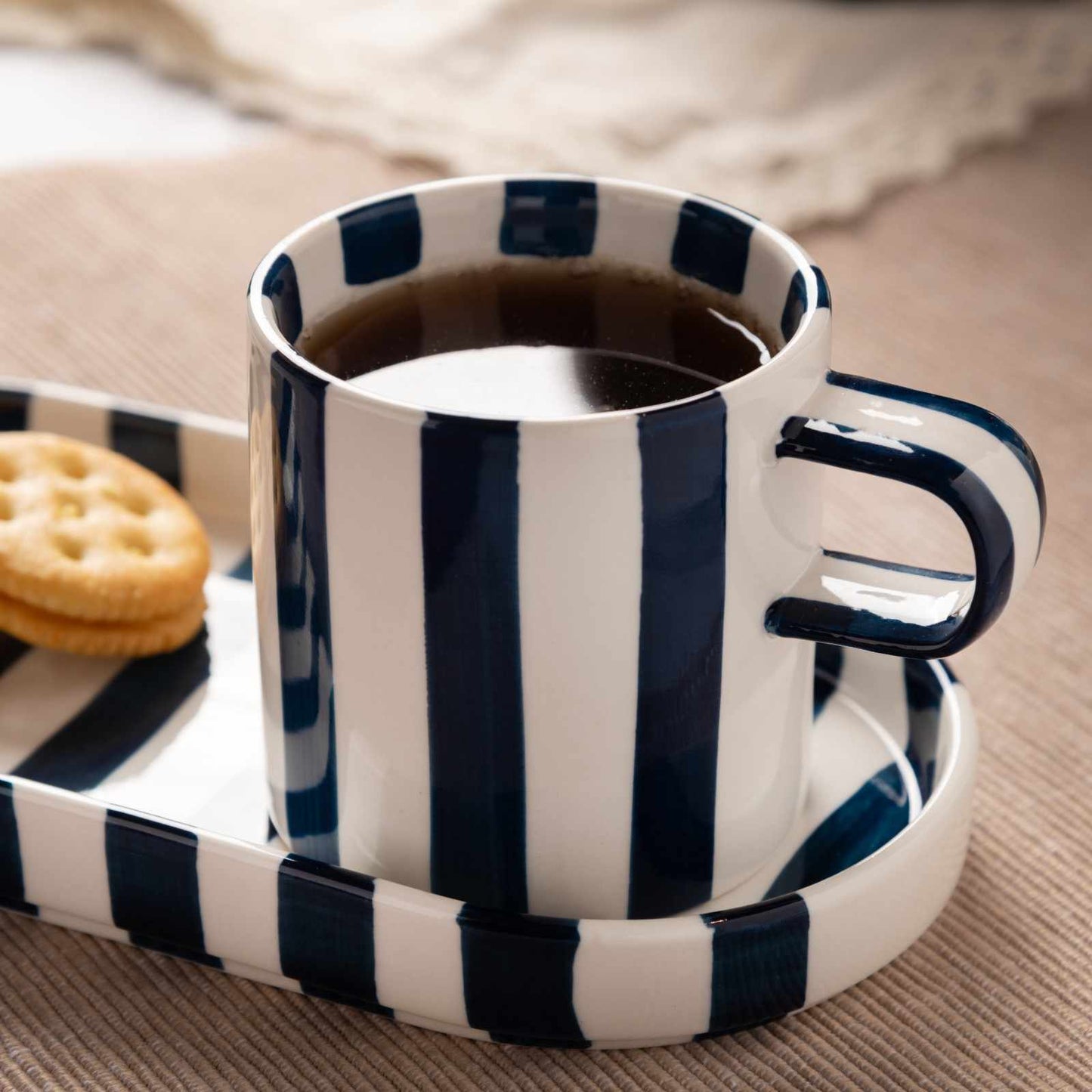 Stripped Tea Cup with Tray