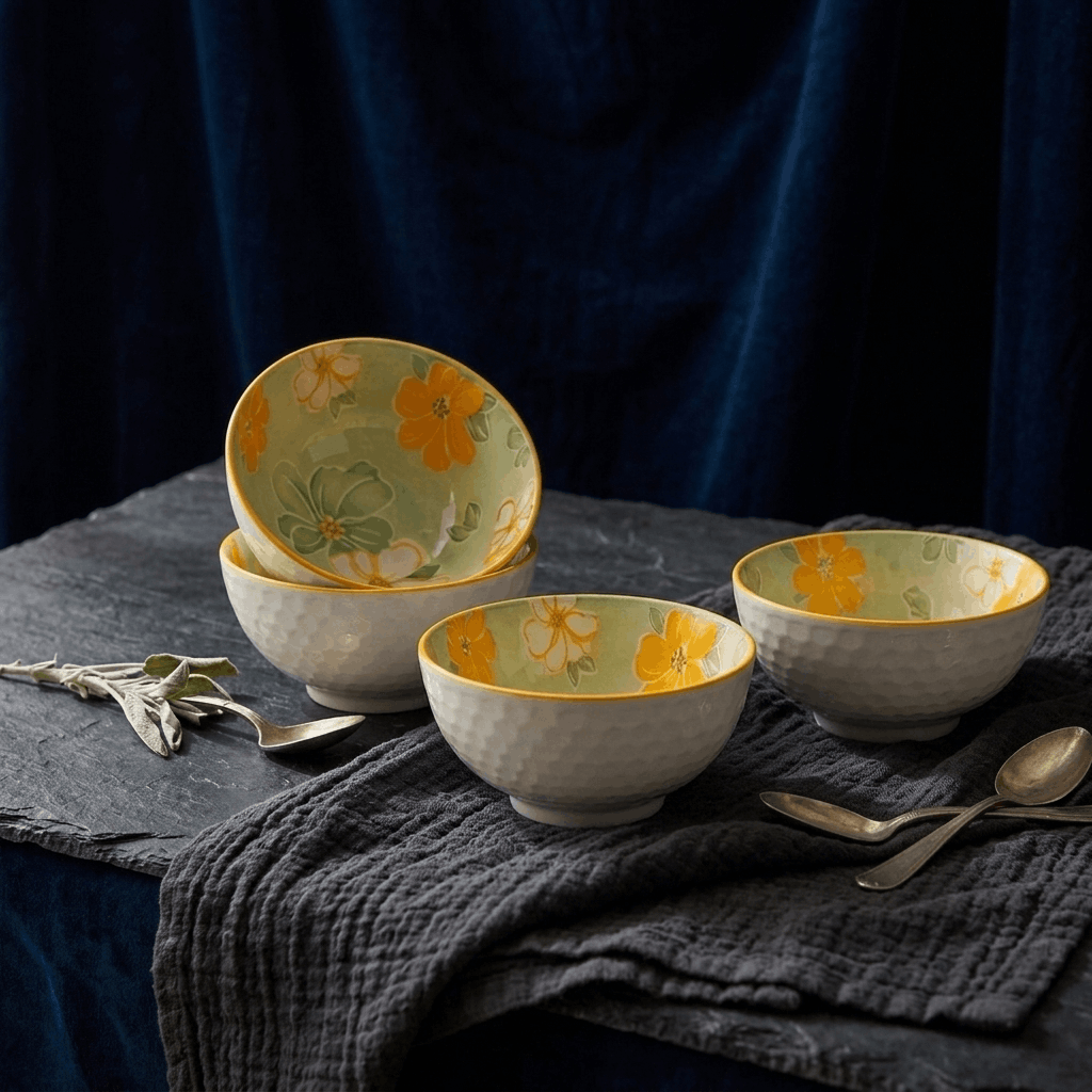 Peach Harmony Ceramic Bowl - Set of 4
