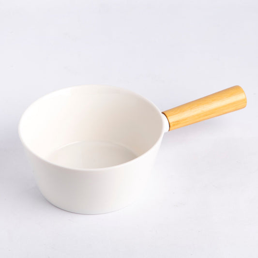 prdct_Open Pot With Wooden Handle - White