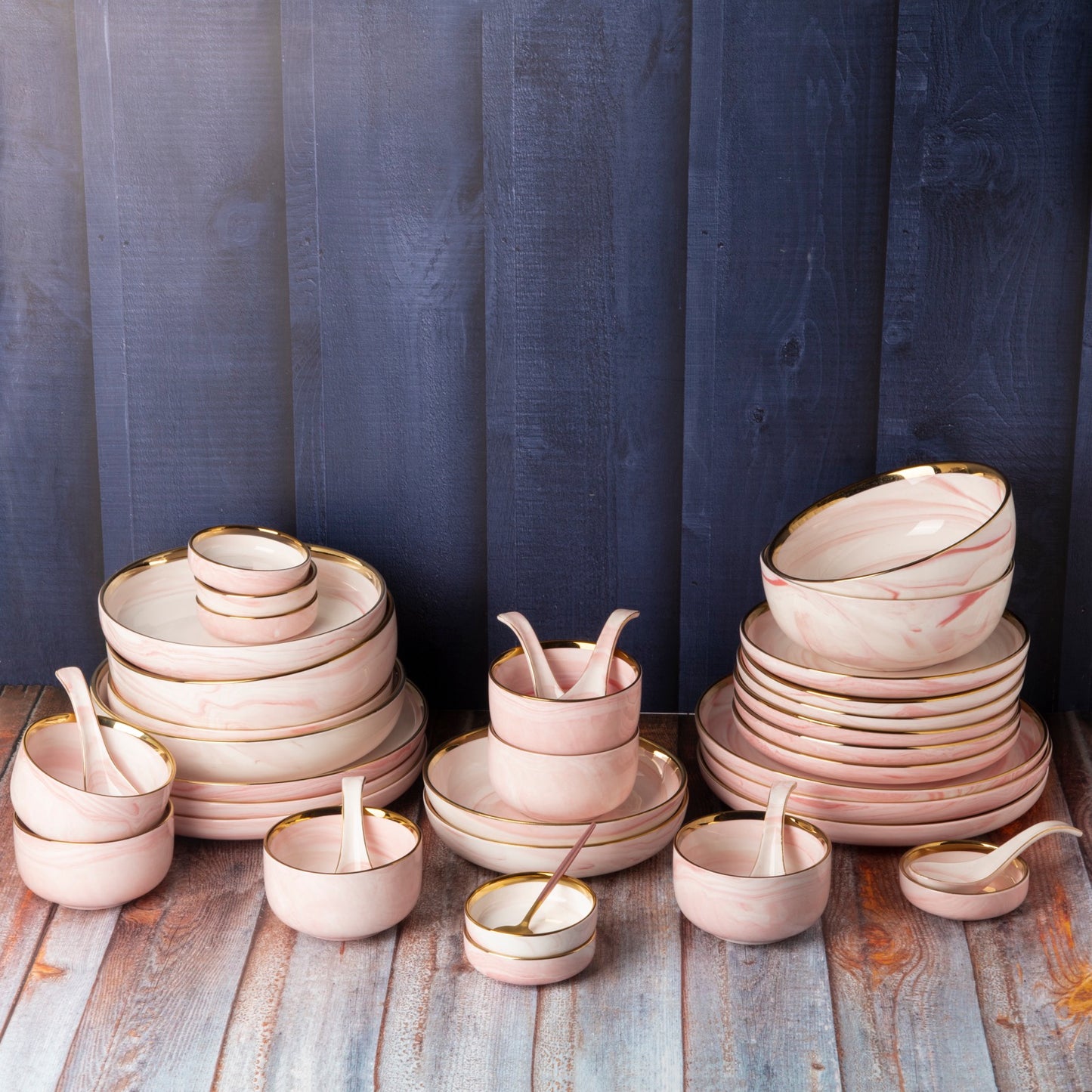 Rosa Marble - 34 Pcs Dinner Set for 6