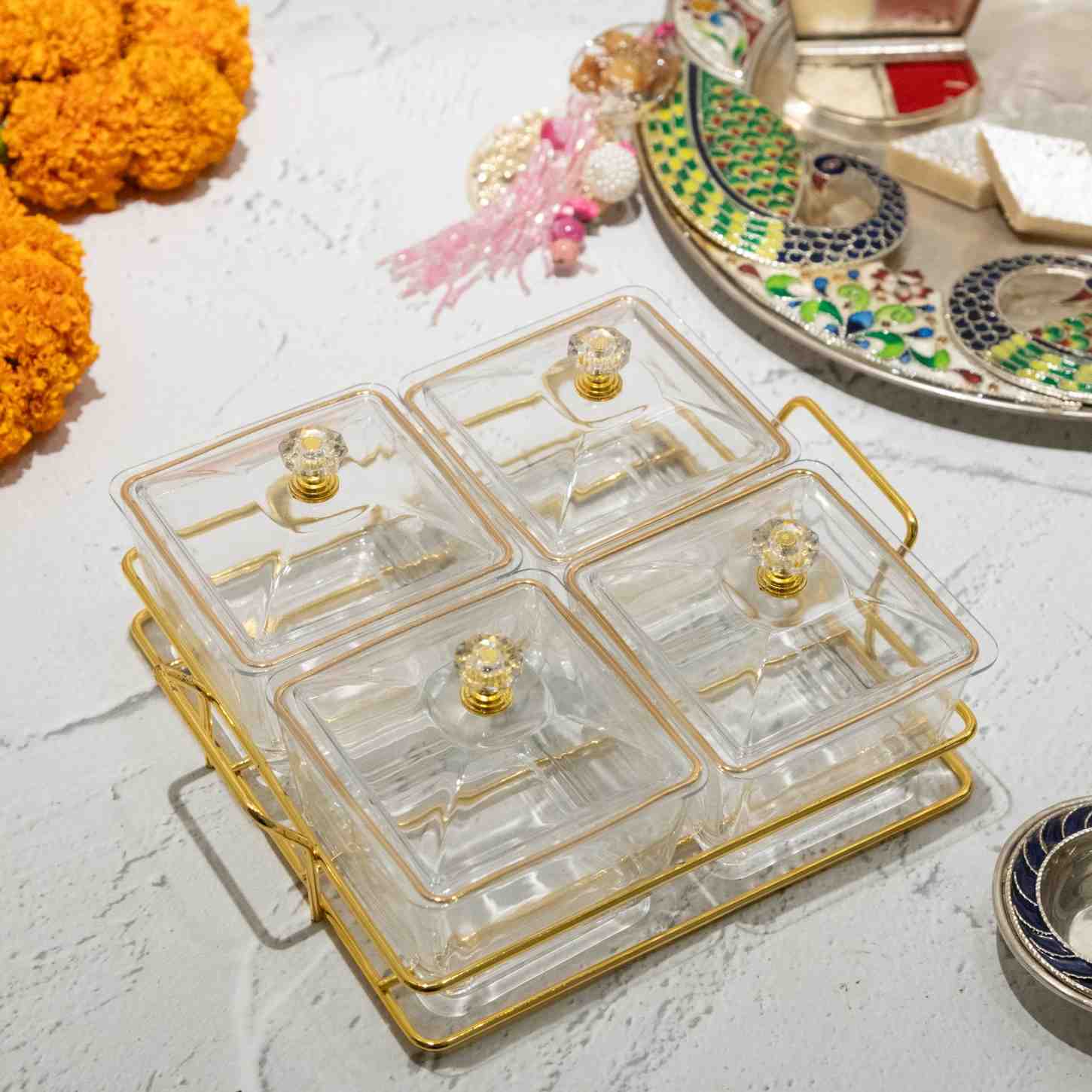 Golden Quartet Snack Set With Lid