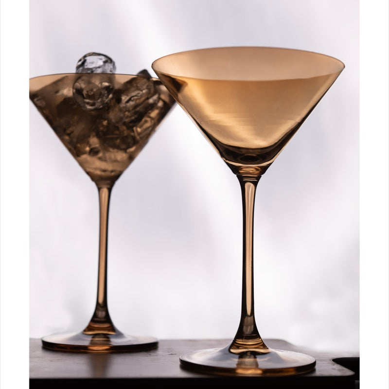 Amber Crystal Martini Glass - Set of 2