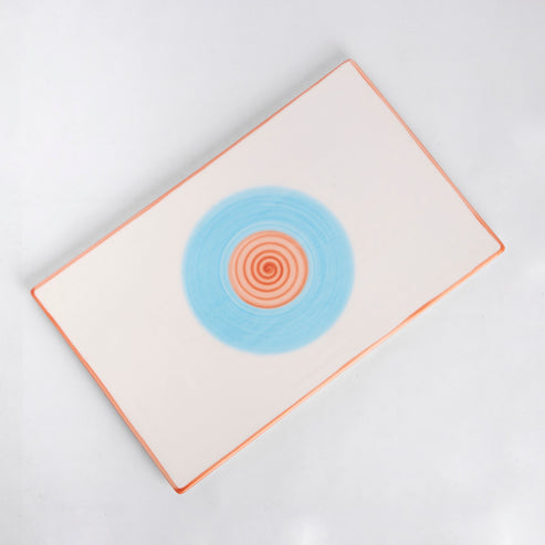 Rainbow Collection - Flat Platter - Pink and Blue - 12 inch