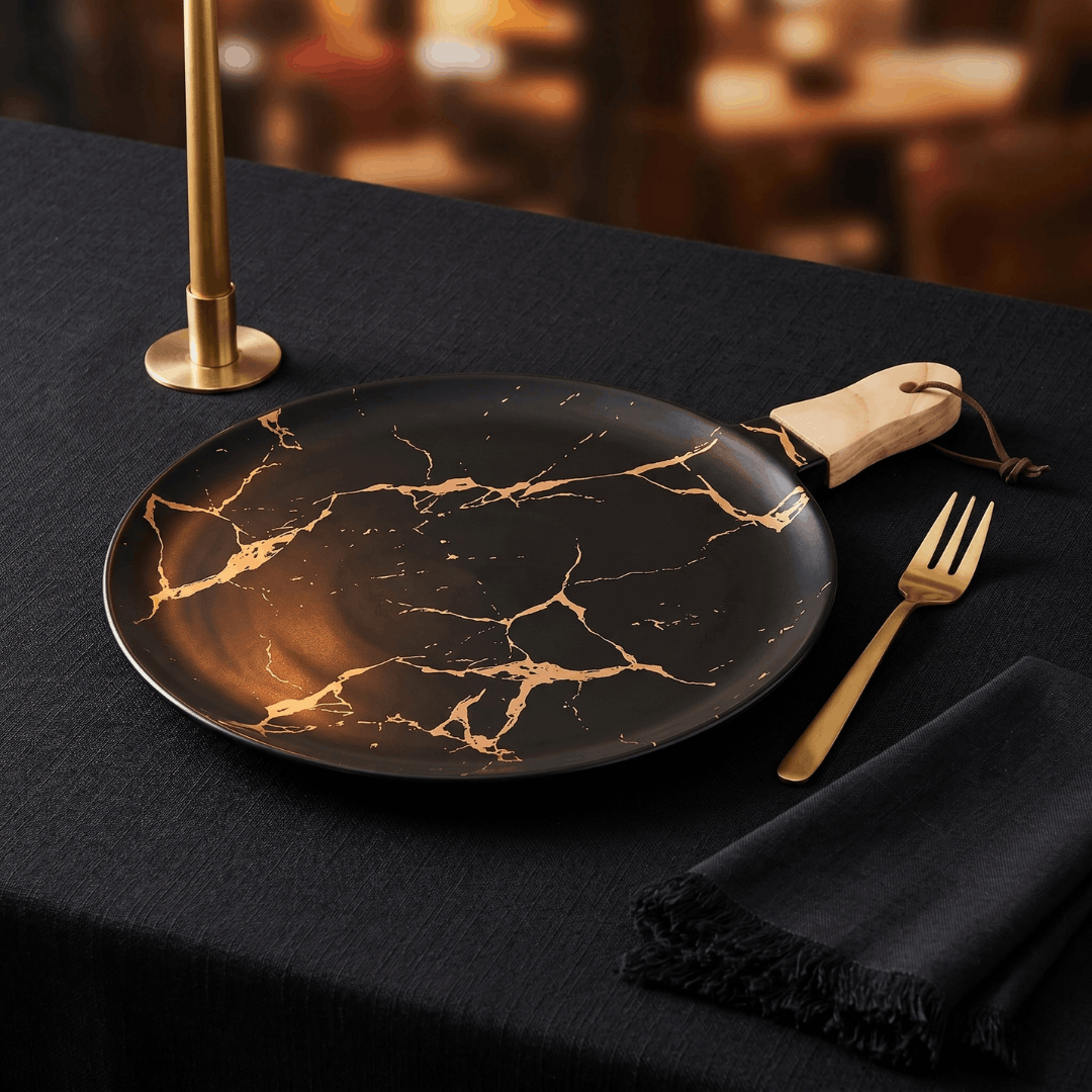 Round Platter- Black Gold