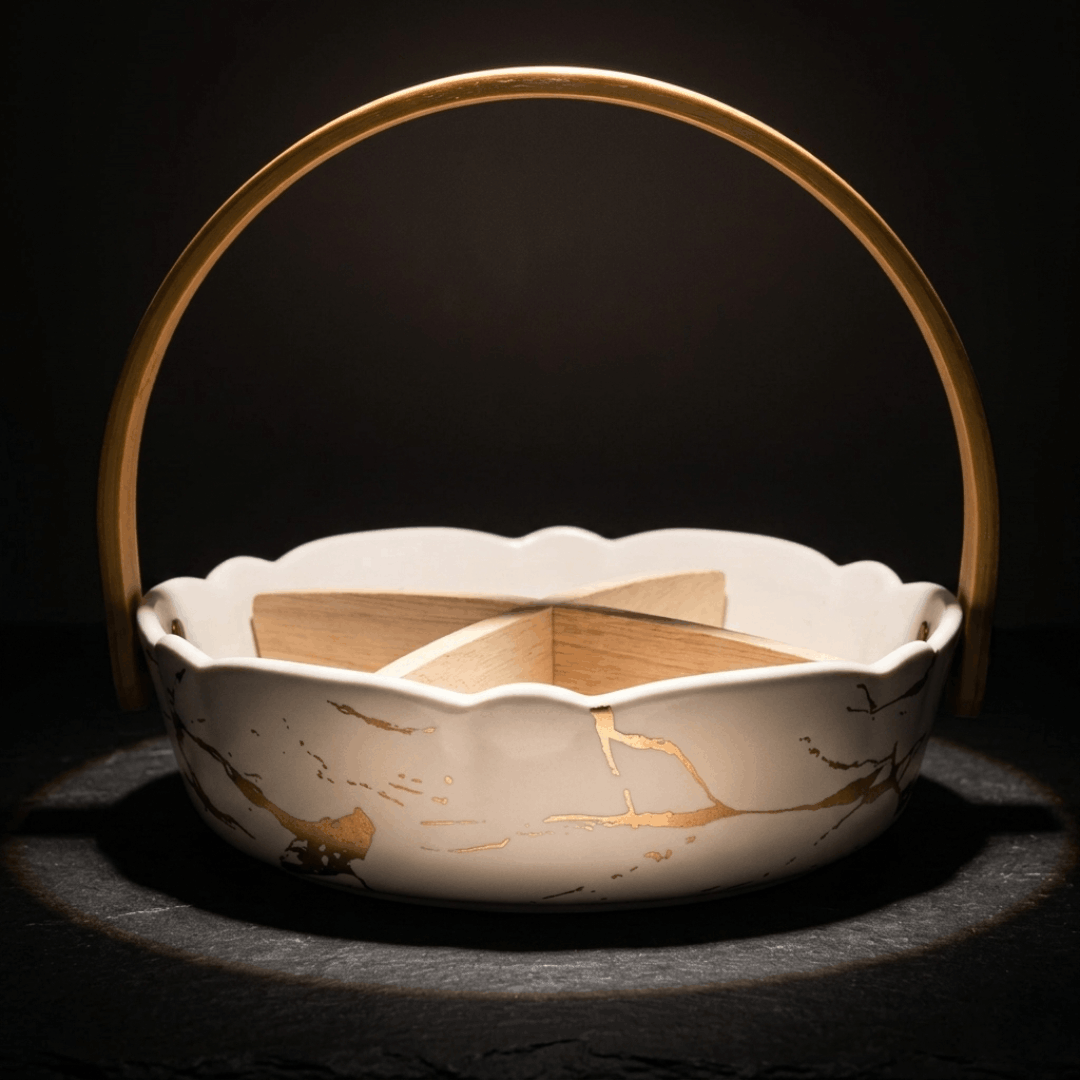 Four Section Basket Platter  - White
