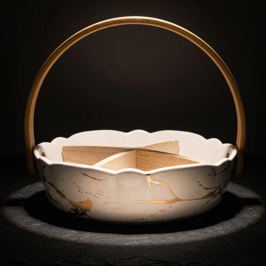 Four Section Basket Platter  - White