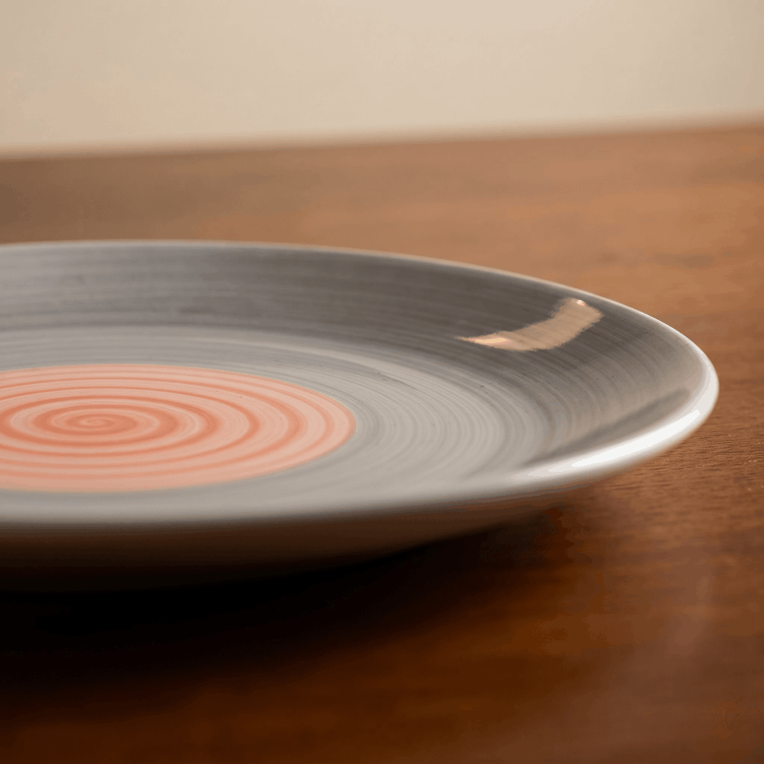 Rainbow Collection - Grey+Pink - Round Side Plate - 7 inch