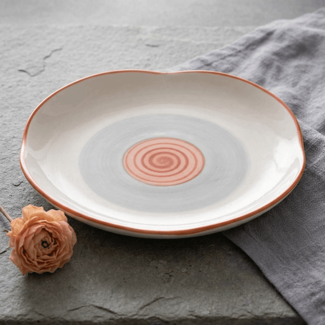 Rainbow Collection - Grey+Pink - Four Leaf Main Plate - 10 inch