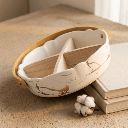 Four Section Basket Platter  - White