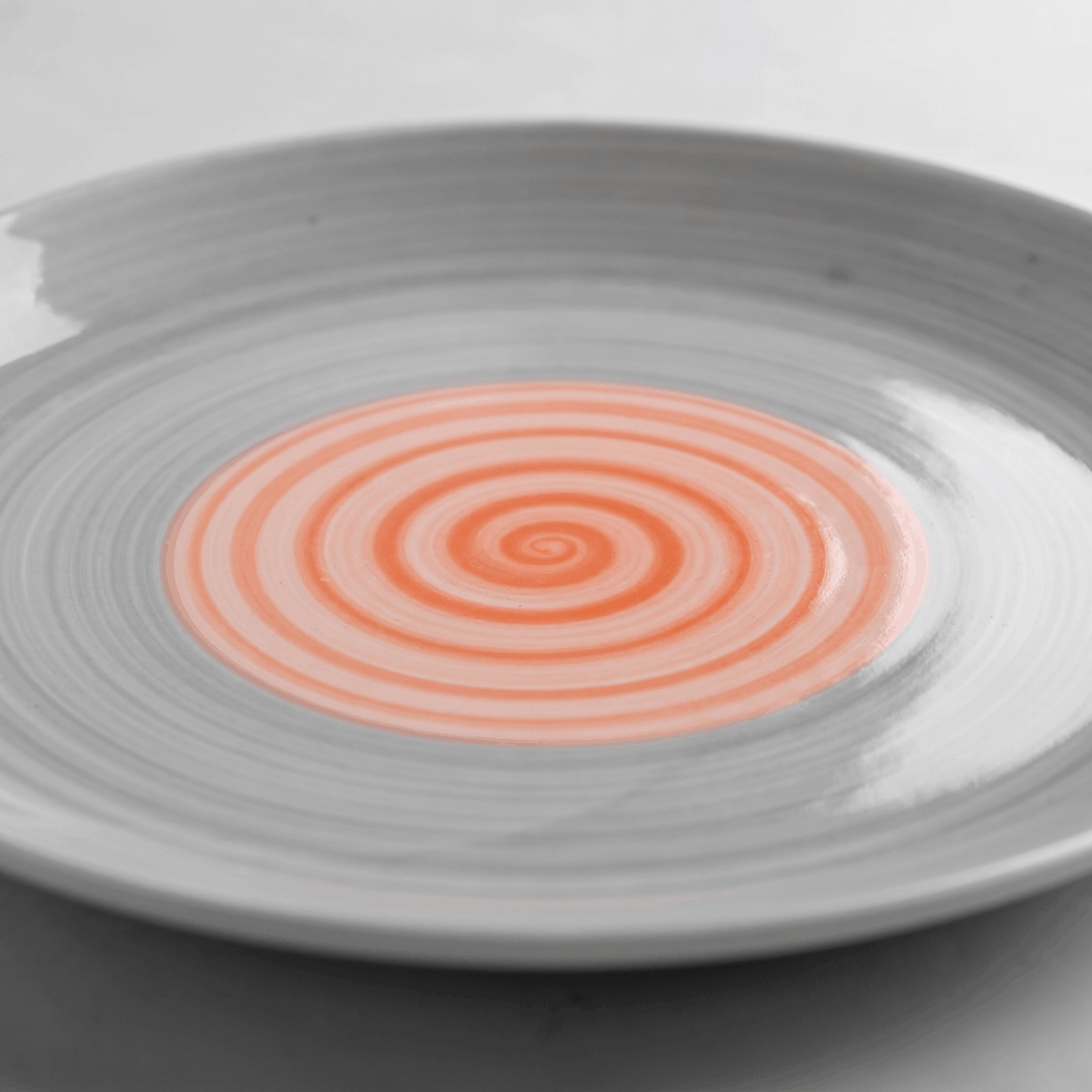 Rainbow Collection - Grey+Pink - Round Side Plate - 7 inch