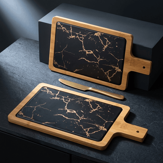 Rectangular Platter - Black  Gold