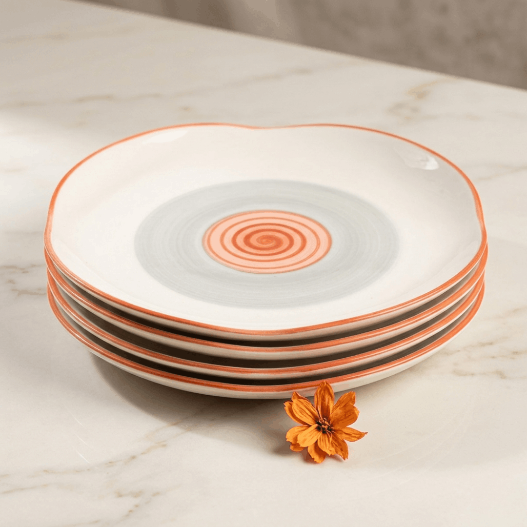 Rainbow Collection - Grey+Pink - Four Leaf Main Plate - 10 inch