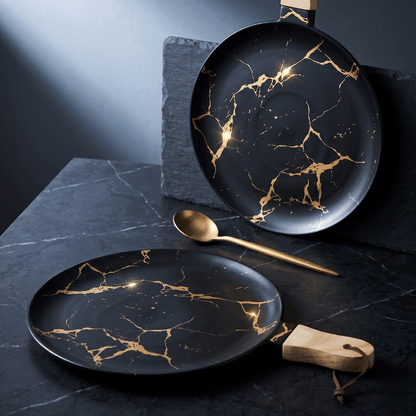 Round Platter- Black Gold
