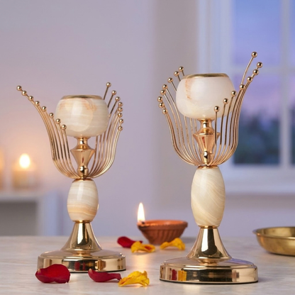 Elysian Pearl Candle Holder set