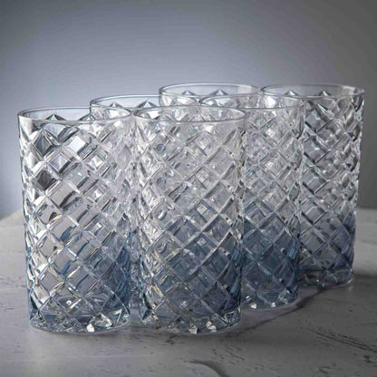 Ethereal Blue Tall Crystal Tumbler - Set of 6