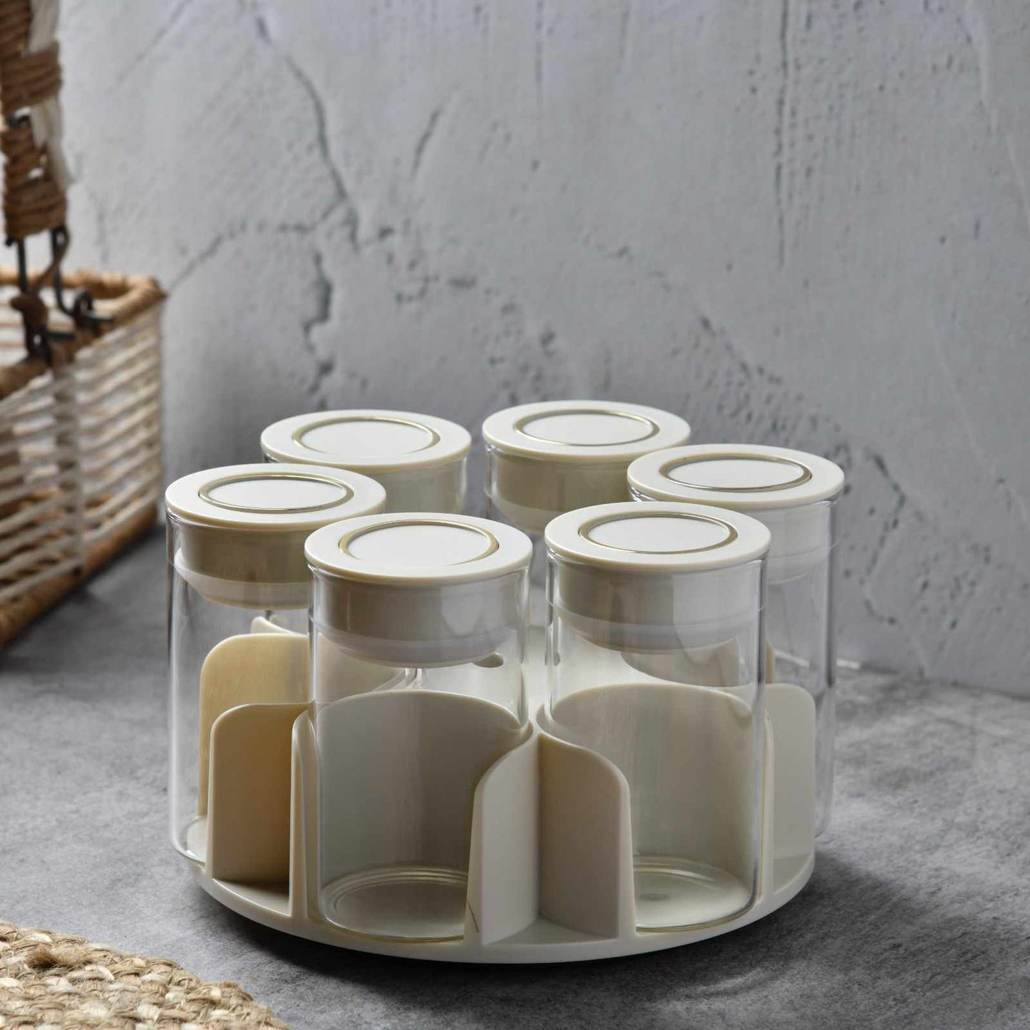 AuraSpin Pantry Jar - Set of 6 airtight glass containers