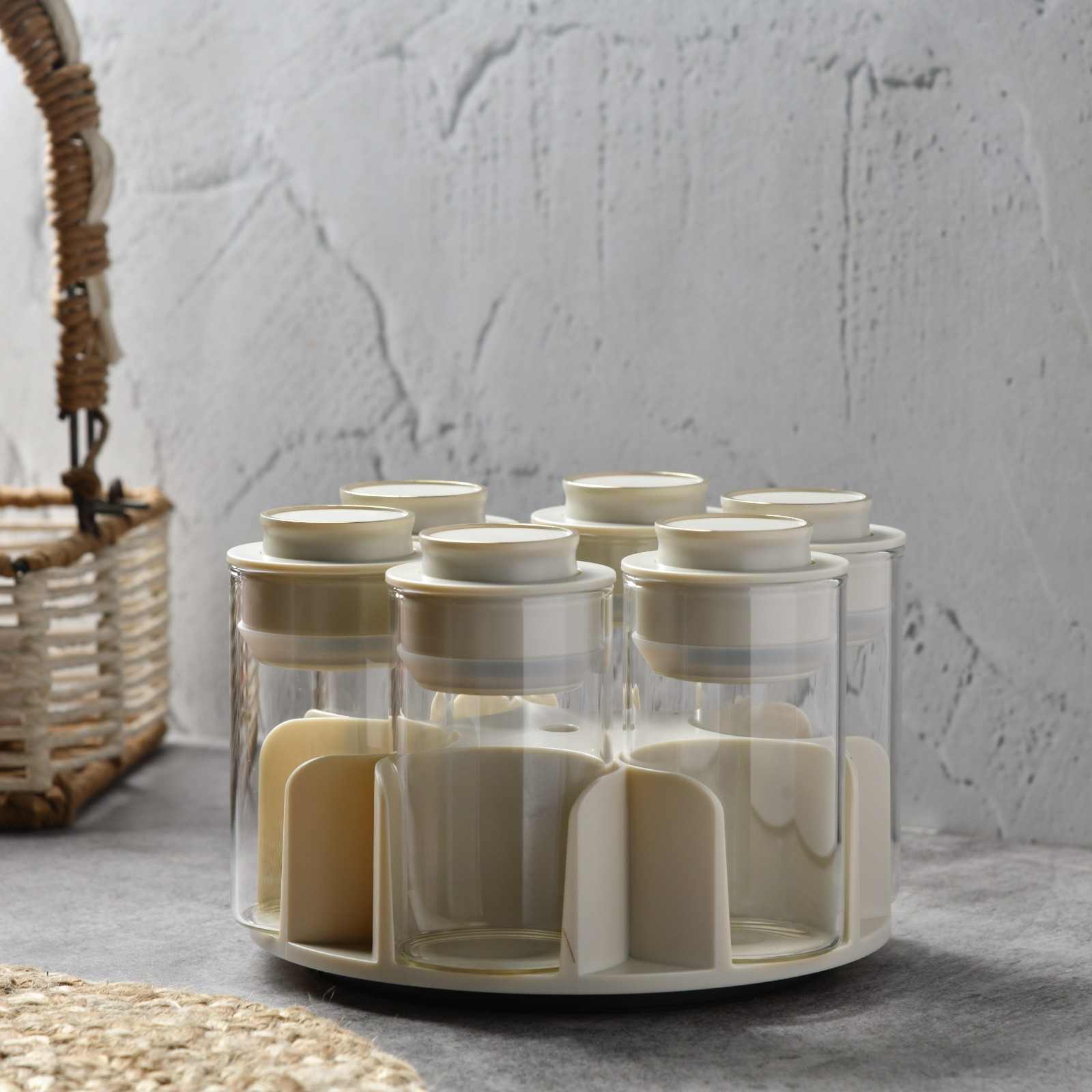 AuraSpin Pantry Jar - Set of 6 airtight glass containers