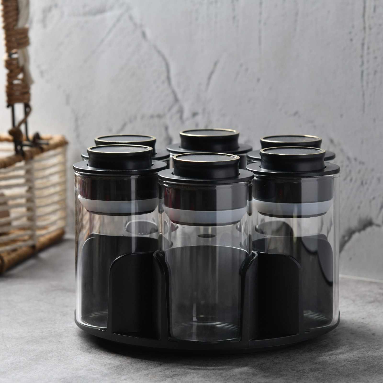 AuraSpin Pantry Jar - Set of 6 airtight glass containers