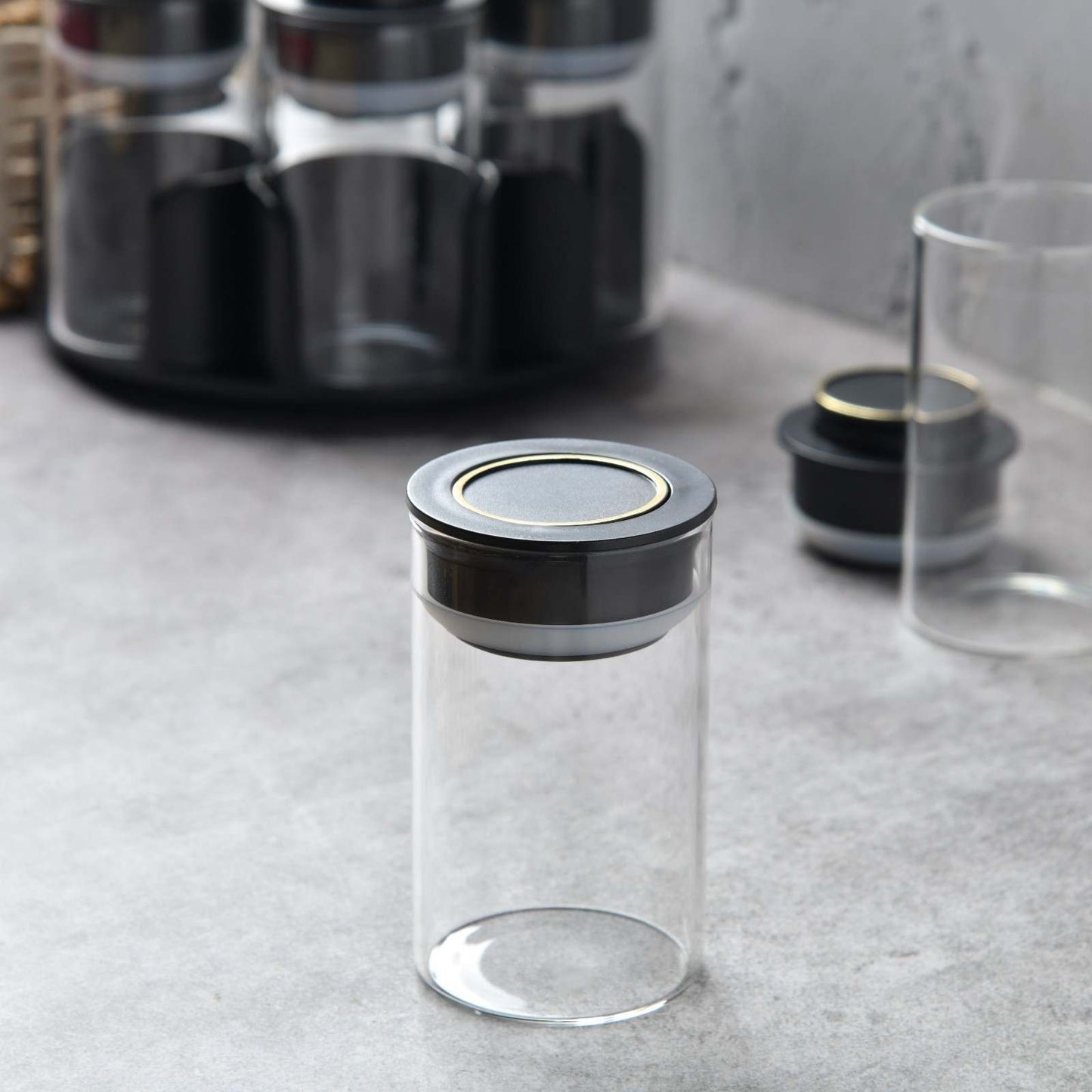 AuraSpin Pantry Jar - Set of 6 airtight glass containers