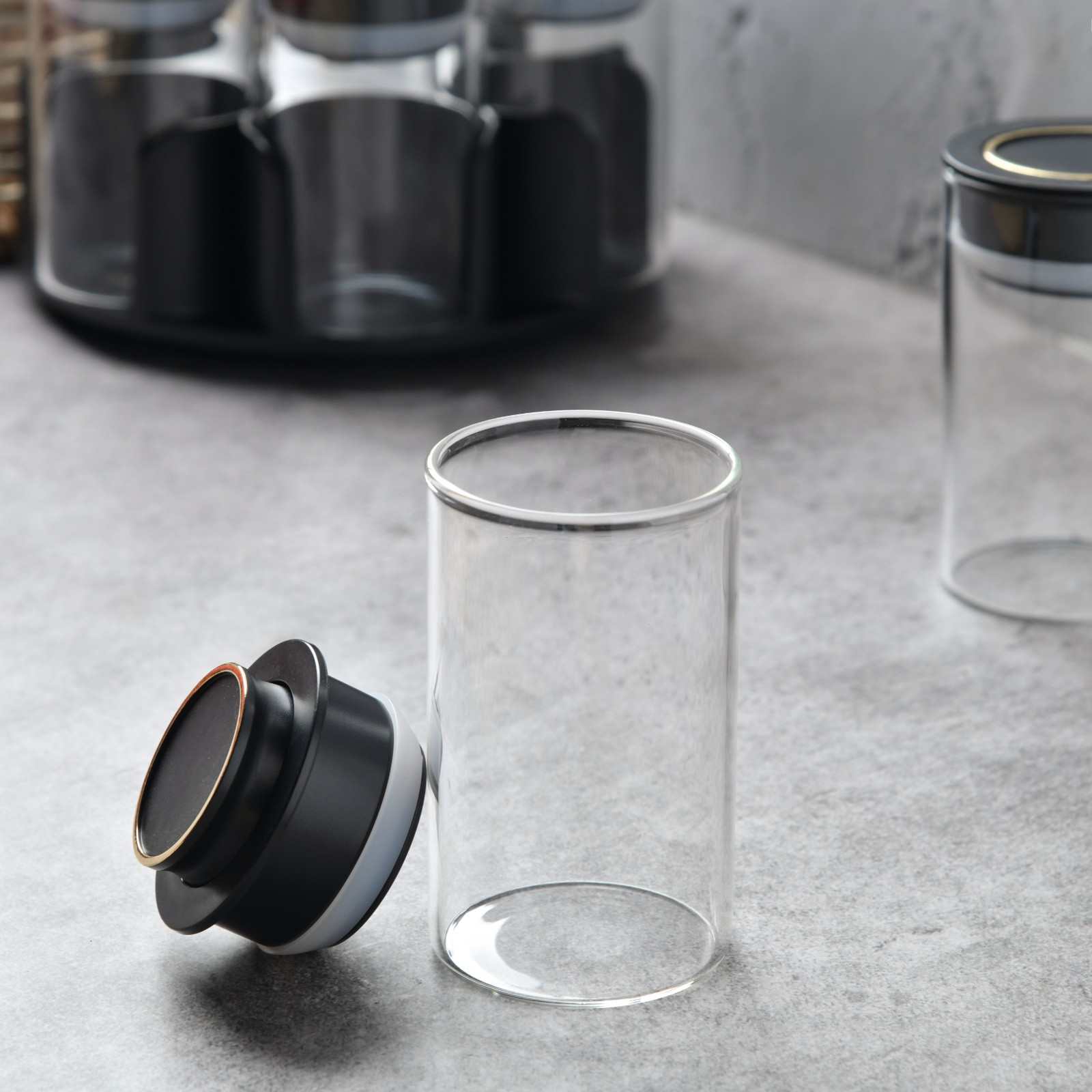 AuraSpin Pantry Jar - Set of 6 airtight glass containers