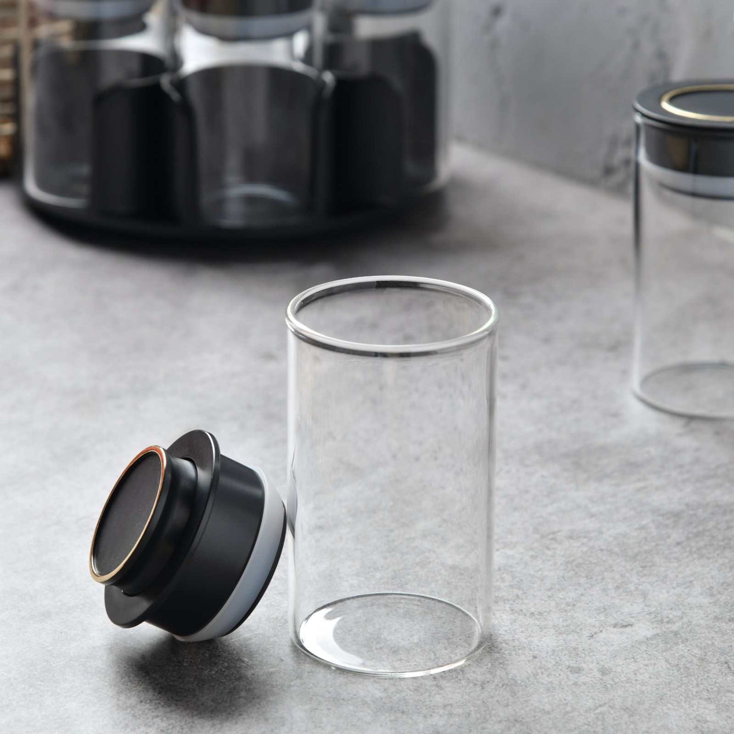 AuraSpin Pantry Jar - Set of 6 airtight glass containers