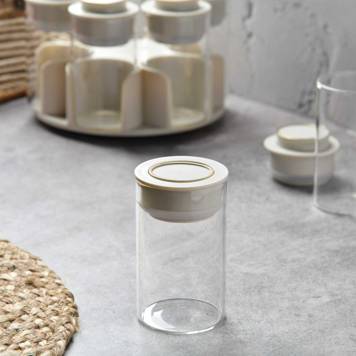 AuraSpin Pantry Jar - Set of 6 airtight glass containers