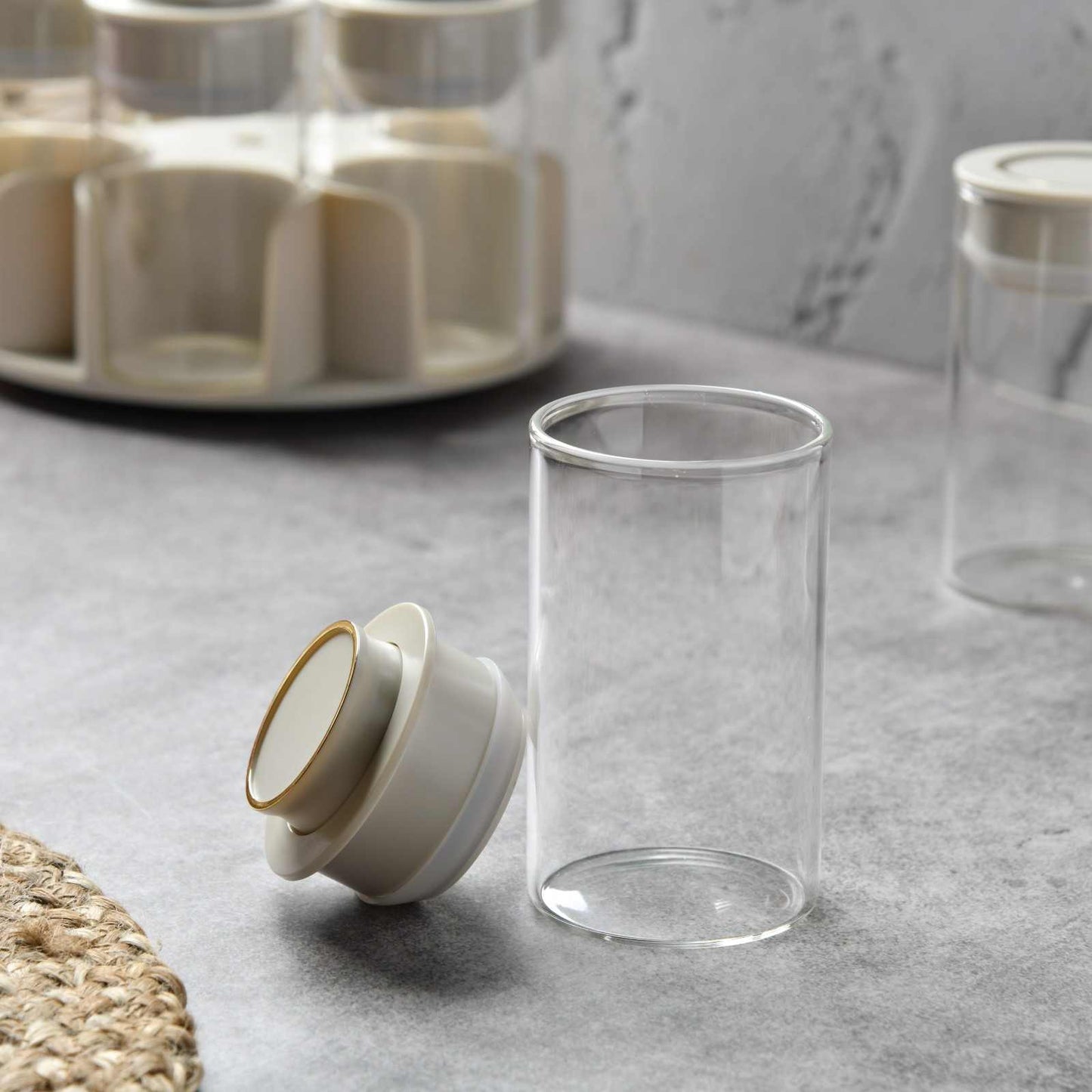 AuraSpin Pantry Jar - Set of 6 airtight glass containers