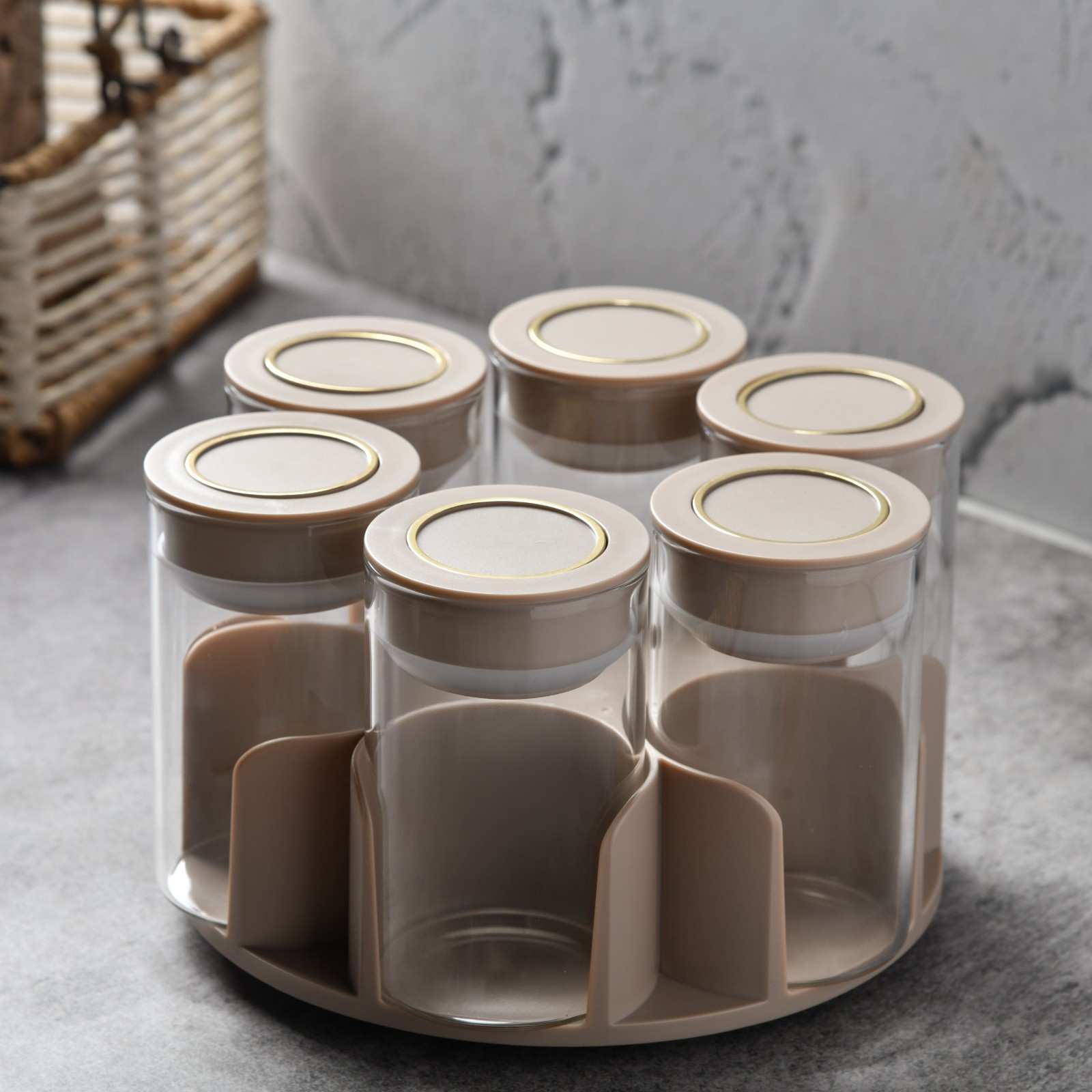 AuraSpin Pantry Jar - Set of 6 airtight glass containers
