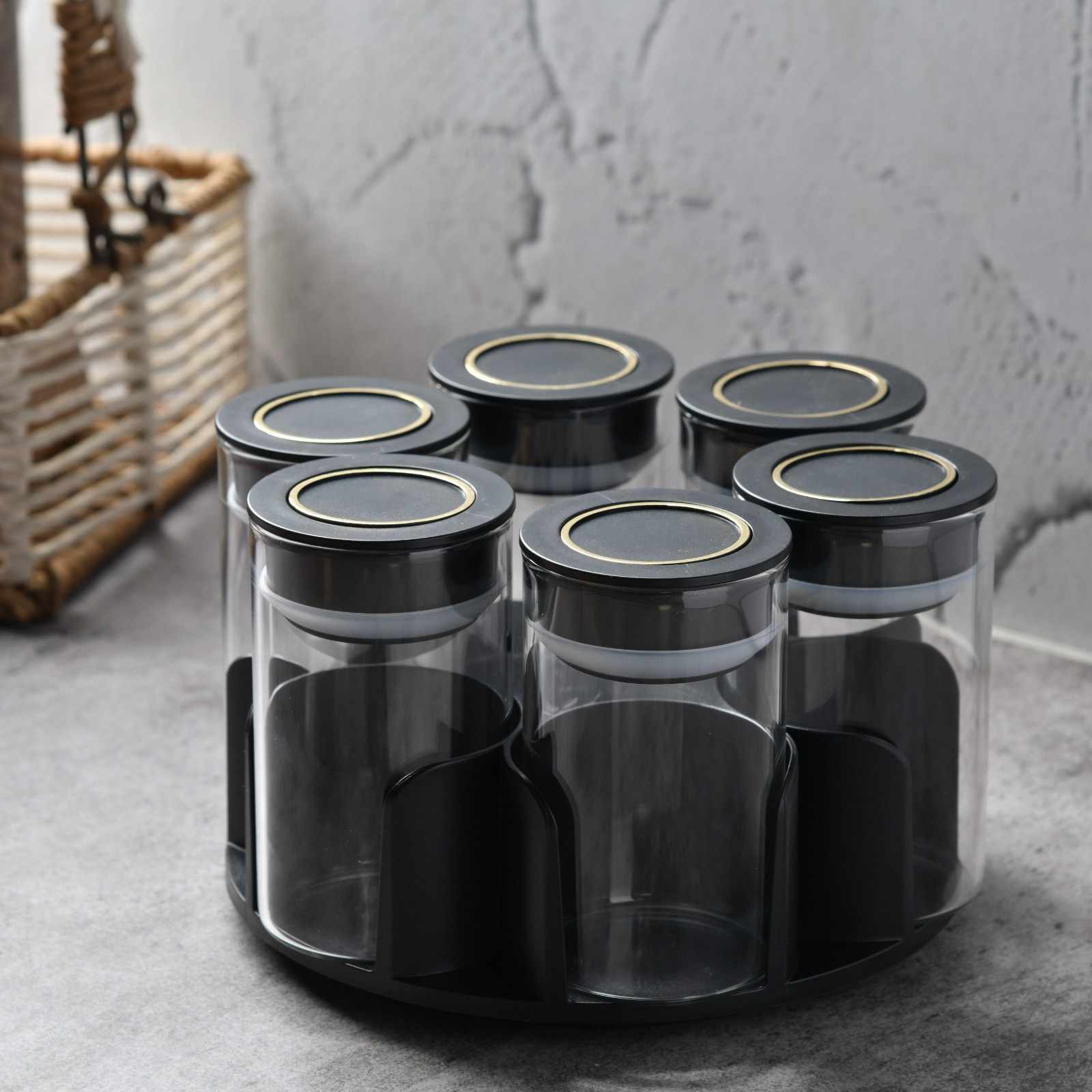 AuraSpin Pantry Jar - Set of 6 airtight glass containers