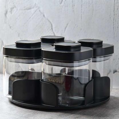 AuraSpin Revolving Airtight Jar Carousel - Set of 4 glass containers