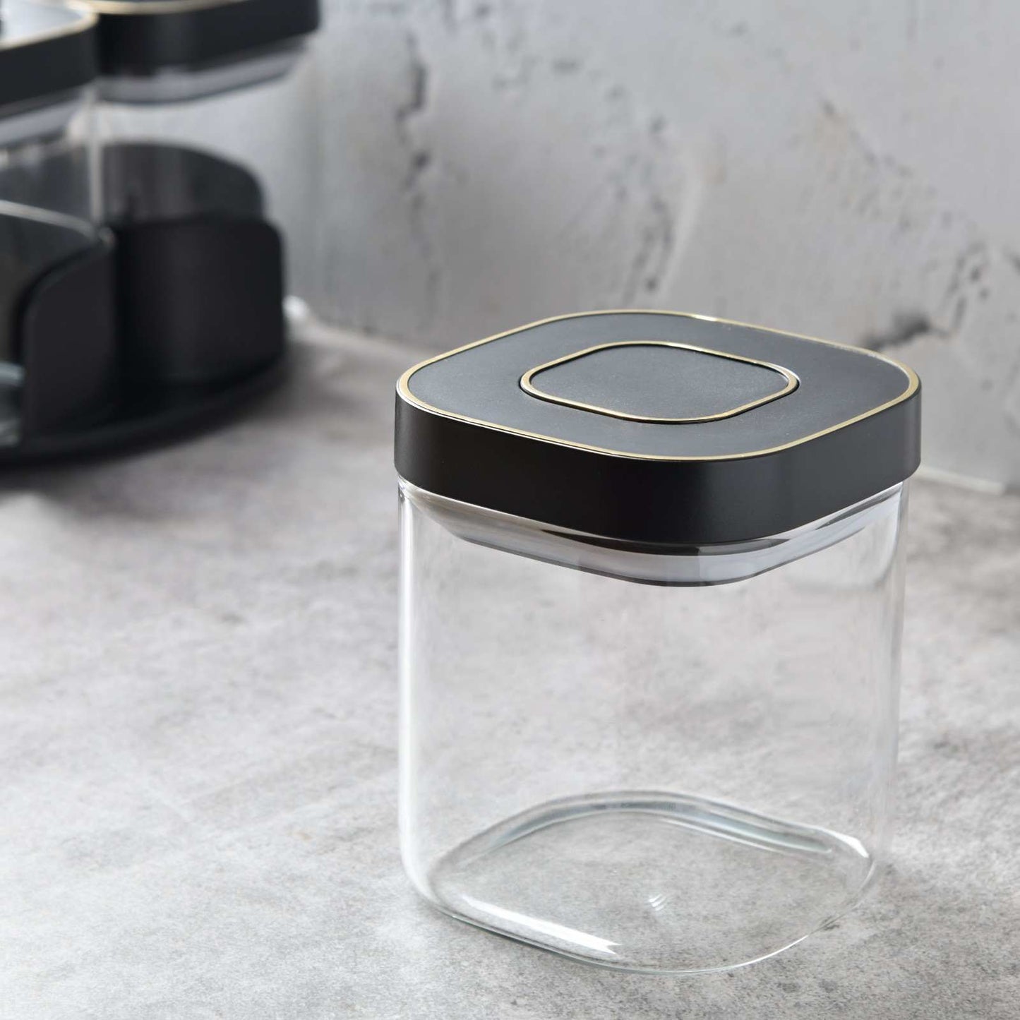 AuraSpin Revolving Airtight Jar Carousel - Set of 4 glass containers