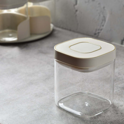 AuraSpin Revolving Airtight Jar Carousel - Set of 4 glass containers