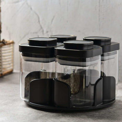 Aura Spin Caddy airtight glass Jar Carousel - Set of 4