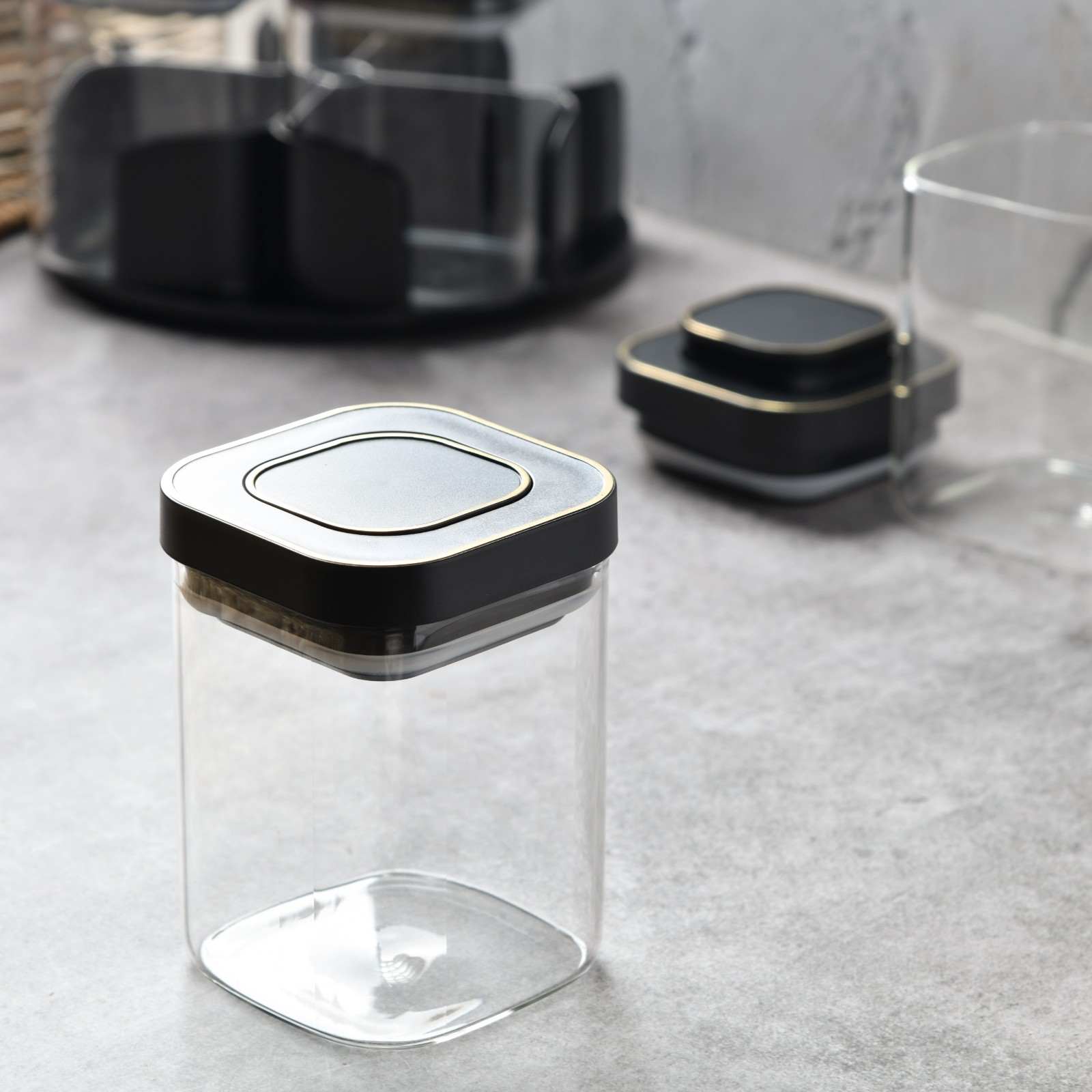 Aura Spin Caddy airtight glass Jar Carousel - Set of 4